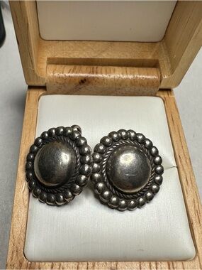 Round Southwestern-Style Clip-On Earrings